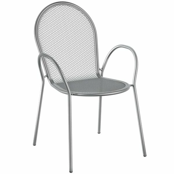 Lancaster Table & Seating Harbor Gray 36" Round Outdoor Standard Height Table With Ornate Legs And 4 Arm Chairs 3 Lancaster Table & Seating Harbor Gray 36" Round Outdoor Standard Height Table With Ornate Legs And 4 Arm Chairs - Image 3