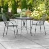 Lancaster Table & Seating Harbor Black 30" Round Outdoor Standard Height Table With Ornate Legs And 2 Arm Chairs
