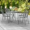 Lancaster Table & Seating Harbor Black 36" Square Outdoor Standard Height Table With Ornate Legs And 4 Arm Chairs