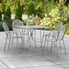 Lancaster Table & Seating Harbor Gray 36" Square Outdoor Standard Height Table With Ornate Legs And 4 Arm Chairs