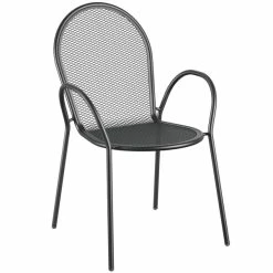 Lancaster Table & Seating Harbor Black 30" Round Outdoor Standard Height Table With Ornate Legs And 2 Arm Chairs -Lancaster Table & Seating Shop 2282149