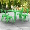 LT&S Alloy Series Lancaster Table & Seating Alloy Series 48" X 30" Green Dining Height Outdoor Table With 4 Industrial Cafe Chairs