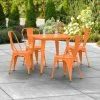 LT&S Alloy Series Lancaster Table & Seating Alloy Series 32" X 32" Orange Dining Height Outdoor Table With 4 Industrial Cafe Chairs