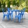 LT&S Alloy Series Lancaster Table & Seating Alloy Series 32" X 32" Blue Dining Height Outdoor Table With 4 Industrial Cafe Chairs