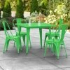 LT&S Alloy Series Lancaster Table & Seating Alloy Series 36" X 36" Green Dining Height Outdoor Table With 4 Industrial Cafe Chairs