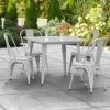 LT&S Alloy Series Lancaster Table & Seating Alloy Series 36" X 36" Silver Dining Height Outdoor Table With 4 Industrial Cafe Chairs