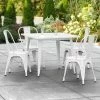 LT&S Alloy Series Lancaster Table & Seating Alloy Series 36" X 36" Square White Dining Height Outdoor Table With 4 Industrial Cafe Chairs