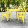 LT&S Alloy Series Lancaster Table & Seating Alloy Series 36" X 36" Yellow Dining Height Outdoor Table With 4 Industrial Cafe Chairs