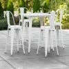 LT&S Alloy Series Lancaster Table & Seating Alloy Series 32" X 32" White Outdoor Bar Height Table With 4 Metal Cafe Bar Stools
