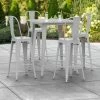 LT&S Alloy Series Lancaster Table & Seating Alloy Series 32" X 32" Silver Outdoor Bar Height Table With 4 Metal Cafe Bar Stools