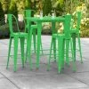 LT&S Alloy Series Lancaster Table & Seating Alloy Series 32" X 32" Green Outdoor Bar Height Table With 4 Metal Cafe Bar Stools