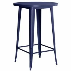 LT&S Alloy Series Lancaster Table & Seating Alloy Series 30" Round Navy Outdoor Bar Height Table With 4 Metal Cafe Bar Stools -Lancaster Table & Seating Shop 2286585