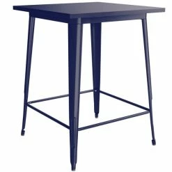 LT&S Alloy Series Lancaster Table & Seating Alloy Series 32" X 32" Navy Outdoor Bar Height Table With 4 Metal Cafe Bar Stools -Lancaster Table & Seating Shop 2286702