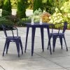 LT&S Alloy Series Lancaster Table & Seating Alloy Series 24" X 24" Navy Dining Height Outdoor Table With 2 Arm Chairs