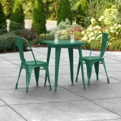 LT&S Alloy Series Lancaster Table & Seating Alloy Series 24" X 24" Emerald Dining Height Outdoor Table With 2 Industrial Cafe Chairs