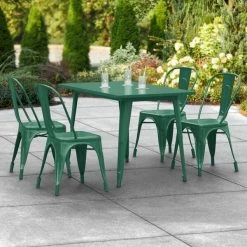 LT&S Alloy Series Lancaster Table & Seating Alloy Series 48" X 30" Emerald Dining Height Outdoor Table With 4 Industrial Cafe Chairs