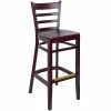 BFM Seating Berkeley Dark Mahogany Beechwood Ladder Back Barstool With Veneer Wood Seat