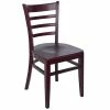 BFM Seating Berkeley Dark Mahogany Beechwood Ladder Back Side Chair With Veneer Wood Seat