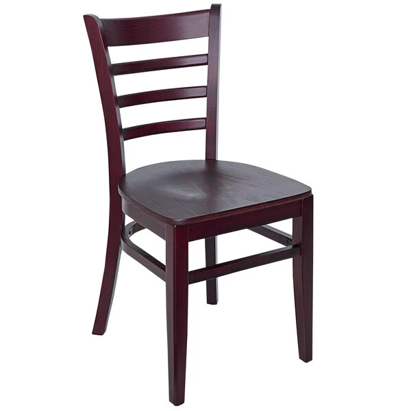 BFM Seating Berkeley Dark Mahogany Beechwood Ladder Back Side Chair With Veneer Wood Seat 1 BFM Seating Berkeley Dark Mahogany Beechwood Ladder Back Side Chair With Veneer Wood Seat