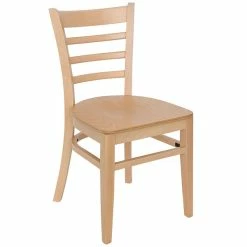 BFM Seating Berkeley Natural Beechwood Ladder Back Side Chair With Veneer Wood Seat