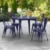 LT&S Alloy Series Lancaster Table & Seating Alloy Series 36" X 36" Navy Dining Height Outdoor Table With 4 Industrial Cafe Chairs