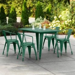 LT&S Alloy Series Lancaster Table & Seating Alloy Series 48" X 30" Emerald Dining Height Outdoor Table With 4 Arm Chairs