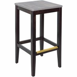 BFM Seating Stockton Dark Walnut Beechwood Square Backless Barstool With Relic Chestnut Seat