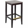 BFM Seating Stockton Dark Walnut Beechwood Square Backless Barstool With Relic Farmhouse Seat