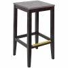 BFM Seating Stockton Dark Walnut Beechwood Square Backless Barstool With Relic Rustic Copper Seat
