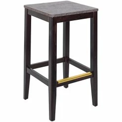 BFM Seating Stockton Dark Walnut Beechwood Square Backless Barstool With Relic Rustic Copper Seat