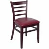 BFM Seating Berkeley Dark Mahogany Beechwood Ladder Back Side Chair With 2" Burgundy Vinyl Seat