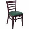 BFM Seating Berkeley Dark Mahogany Beechwood Ladder Back Side Chair With 2" Green Vinyl Seat
