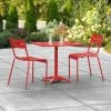 Lancaster Table & Seating 24" X 32" Red Powder-Coated Aluminum Dining Height Outdoor Table With Umbrella Hole And 2 Side Chairs