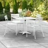 Lancaster Table & Seating 36" X 36" White Powder-Coated Aluminum Dining Height Outdoor Table With Umbrella Hole And 4 Side Chairs