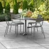 Lancaster Table & Seating 32" X 32" Matte Gray Powder-Coated Aluminum Dining Height Outdoor Table With Umbrella Hole And 4 Side Chairs