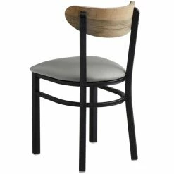 LT&S Boomerang Series Lancaster Table & Seating Boomerang Black Finish Chair With 2 1/2" Light Gray Vinyl Padded Seat And Driftwood Back -Lancaster Table & Seating Shop 2292688