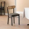 LT&S Boomerang Series Lancaster Table & Seating Boomerang Black Finish Chair With 2 1/2" Taupe Vinyl Padded Seat And Driftwood Back