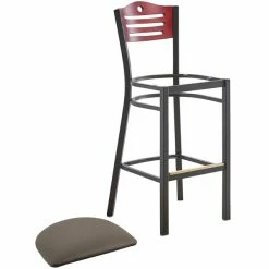 Lancaster Table & Seating Mahogany Finish Bar Height Bistro Chair With 2" Taupe Padded Seat 7 Lancaster Table & Seating Mahogany Finish Bar Height Bistro Chair With 2" Taupe Padded Seat -Lancaster Table & Seating Shop 2292953