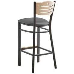 Lancaster Table & Seating Natural Finish Bar Height Bistro Chair With 2" Dark Gray Padded Seat 6 Lancaster Table & Seating Natural Finish Bar Height Bistro Chair With 2" Dark Gray Padded Seat -Lancaster Table & Seating Shop 2292967