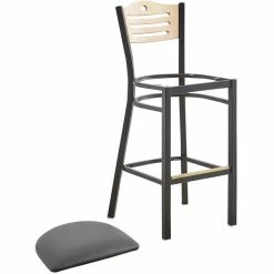 Lancaster Table & Seating Natural Finish Bar Height Bistro Chair With 2" Dark Gray Padded Seat 7 Lancaster Table & Seating Natural Finish Bar Height Bistro Chair With 2" Dark Gray Padded Seat -Lancaster Table & Seating Shop 2292968