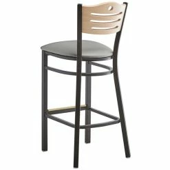 Lancaster Table & Seating Natural Finish Bar Height Bistro Chair With 2" Light Gray Padded Seat -Lancaster Table & Seating Shop 2292972