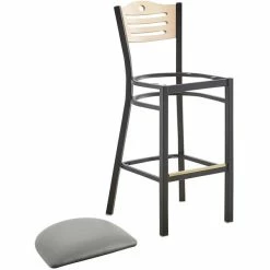 Lancaster Table & Seating Natural Finish Bar Height Bistro Chair With 2" Light Gray Padded Seat -Lancaster Table & Seating Shop 2292973