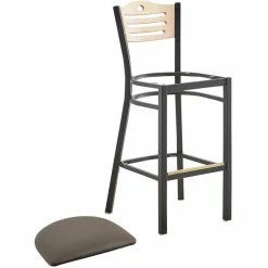 Lancaster Table & Seating Natural Finish Bar Height Bistro Chair With 2" Taupe Padded Seat -Lancaster Table & Seating Shop 2292983