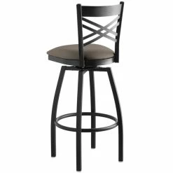 Lancaster Table & Seating Black Finish Cross Back Swivel Bar Stool With 2 1/2" Taupe Vinyl Padded Seat -Lancaster Table & Seating Shop 2293112