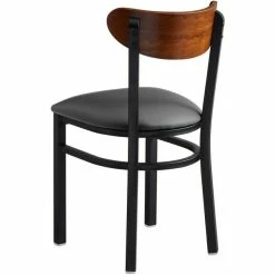 LT&S Boomerang Series Lancaster Table & Seating Boomerang Black Finish Chair With 2 1/2" Dark Gray Vinyl Padded Seat And Antique Walnut Wood Back 5 LT&S Boomerang Series Lancaster Table & Seating Boomerang Black Finish Chair With 2 1/2" Dark Gray Vinyl Padded Seat And Antique Walnut Wood Back -Lancaster Table & Seating Shop 2293457