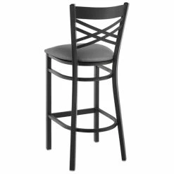 Lancaster Table & Seating Black Finish Cross Back Bar Stool With 2 1/2" Dark Gray Vinyl Padded Seat 6 Lancaster Table & Seating Black Finish Cross Back Bar Stool With 2 1/2" Dark Gray Vinyl Padded Seat -Lancaster Table & Seating Shop 2293828