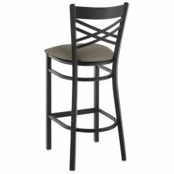 Lancaster Table & Seating Black Finish Cross Back Bar Stool With 2 1/2" Taupe Vinyl Padded Seat -Lancaster Table & Seating Shop 2293839