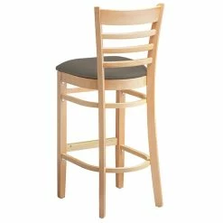 Lancaster Table & Seating Natural Finish Wooden Ladder Back Bar Height Chair With Taupe Padded Seat -Lancaster Table & Seating Shop 2294051