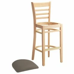Lancaster Table & Seating Natural Finish Wooden Ladder Back Bar Height Chair With Taupe Padded Seat -Lancaster Table & Seating Shop 2294052