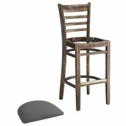 Lancaster Table & Seating Vintage Finish Wooden Ladder Back Bar Height Chair With Dark Gray Padded Seat -Lancaster Table & Seating Shop 2294059